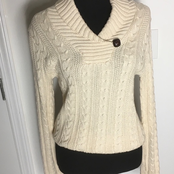 Jeanne Pierre cream cable knit sweater size s/p - Picture 5 of 7